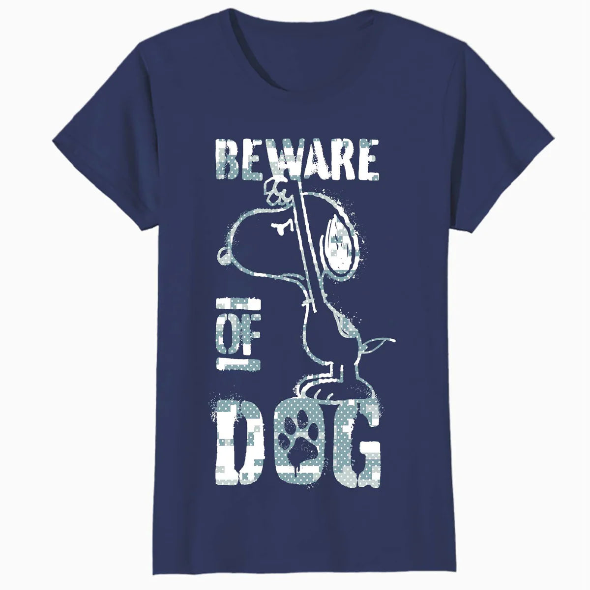 Peanuts Snoopy Beware Of Dog Funny Guardian Lol Stencil 90s Official Women's SKINNY FIT T-Shirt