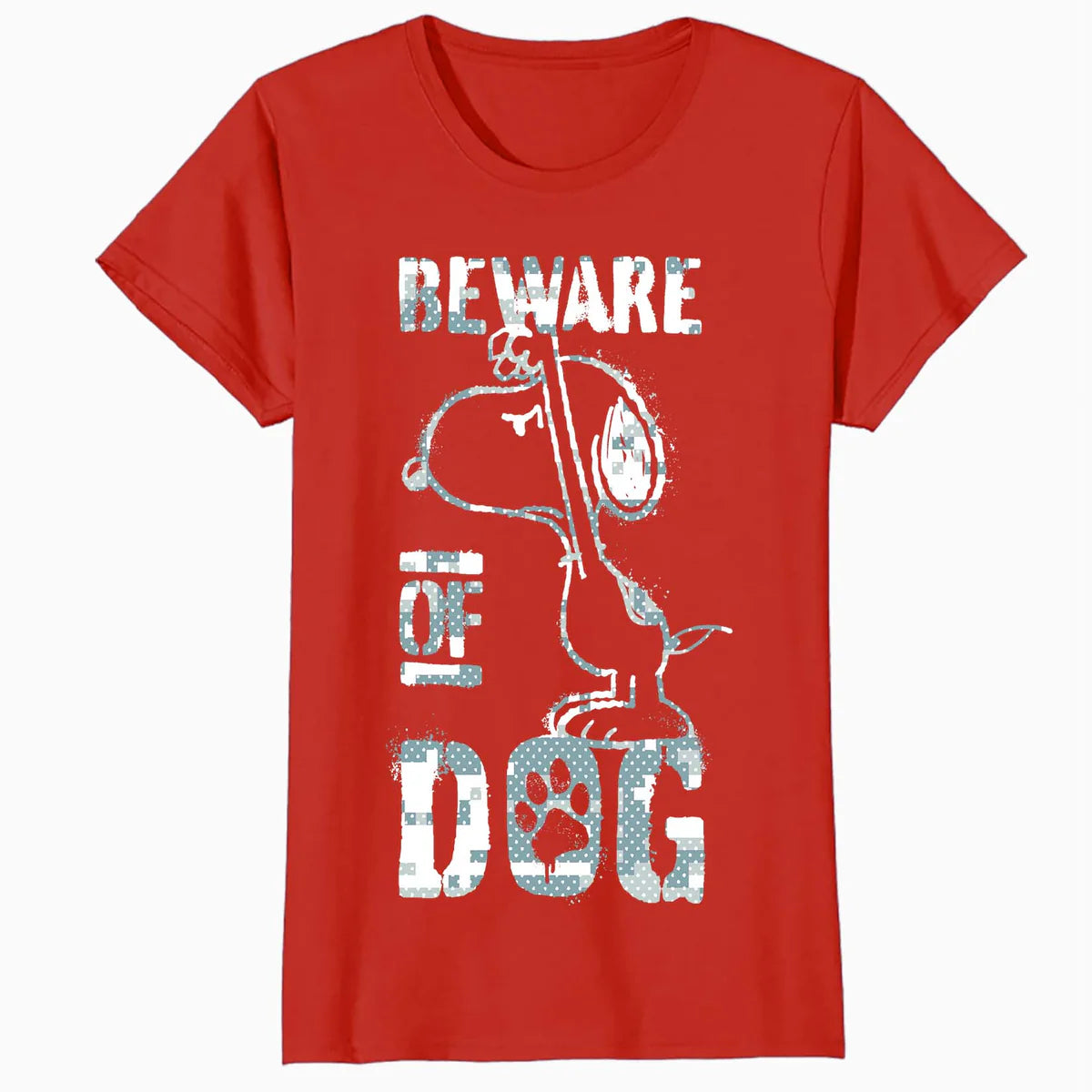 Peanuts Snoopy Beware Of Dog Funny Guardian Lol Stencil 90s Official Women's SKINNY FIT T-Shirt