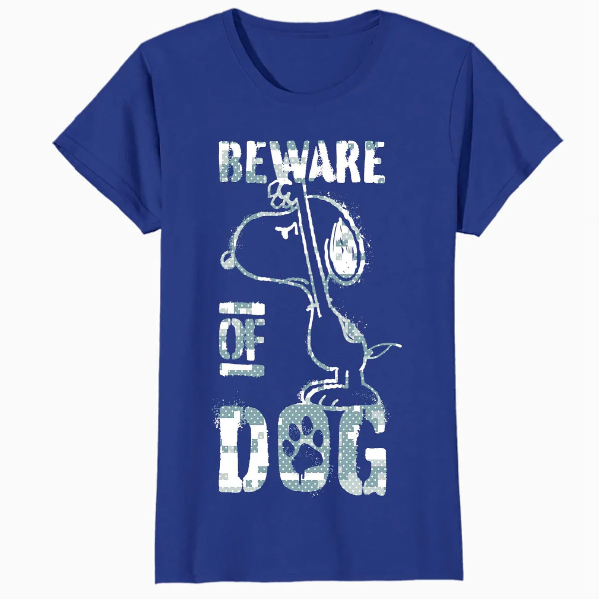Peanuts Snoopy Beware Of Dog Funny Guardian Lol Stencil 90s Official Women's SKINNY FIT T-Shirt
