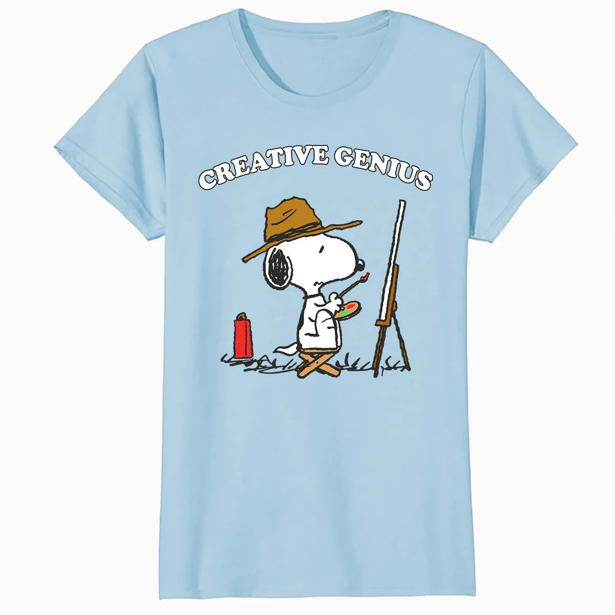 Peanuts Snoopy Creative Genius Artist Fun Classic Retro 90s Official Women's SKINNY FIT T-Shirt