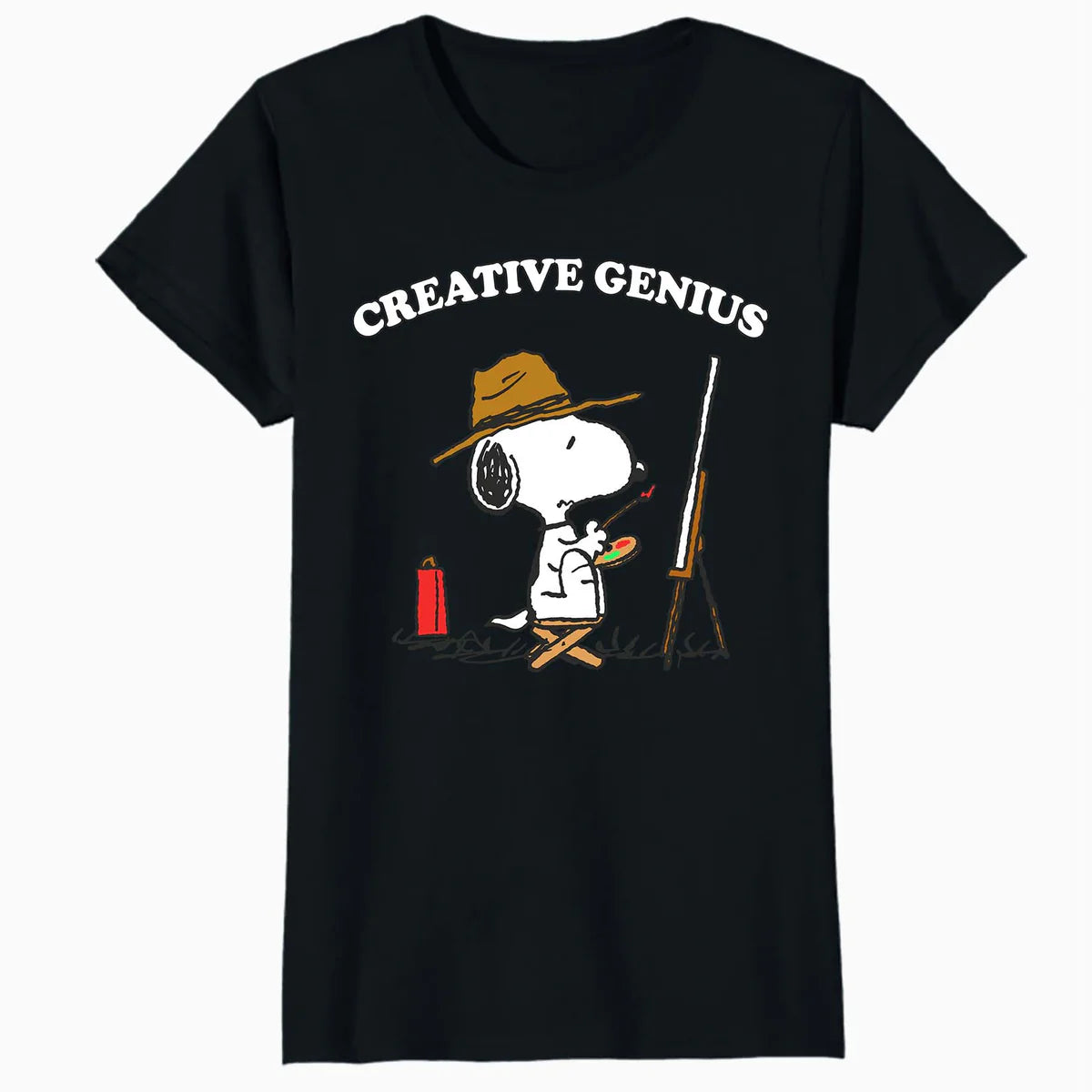 Peanuts Snoopy Creative Genius Artist Fun Classic Retro 90s Official Women's SKINNY FIT T-Shirt