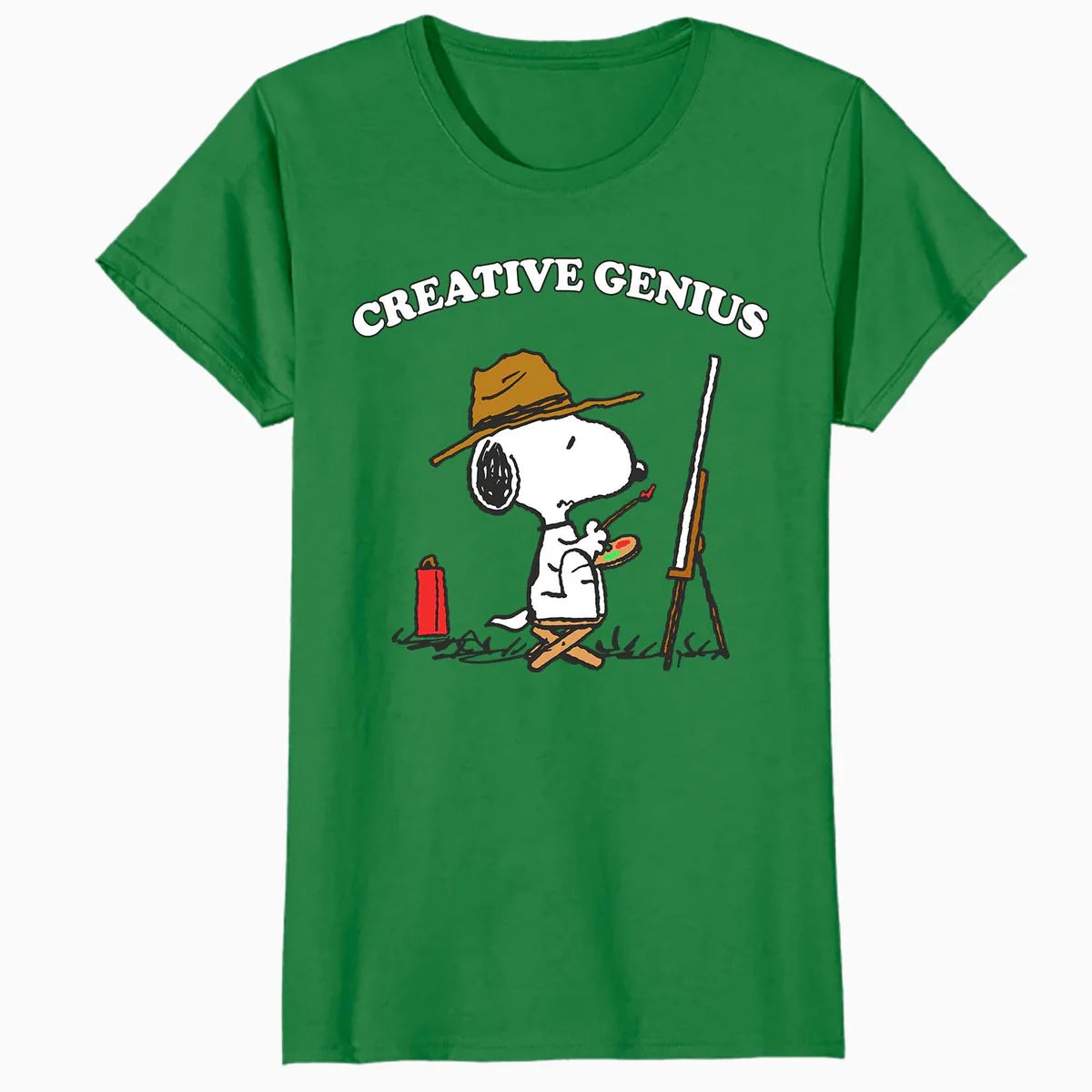 Peanuts Snoopy Creative Genius Artist Fun Classic Retro 90s Official Women's SKINNY FIT T-Shirt