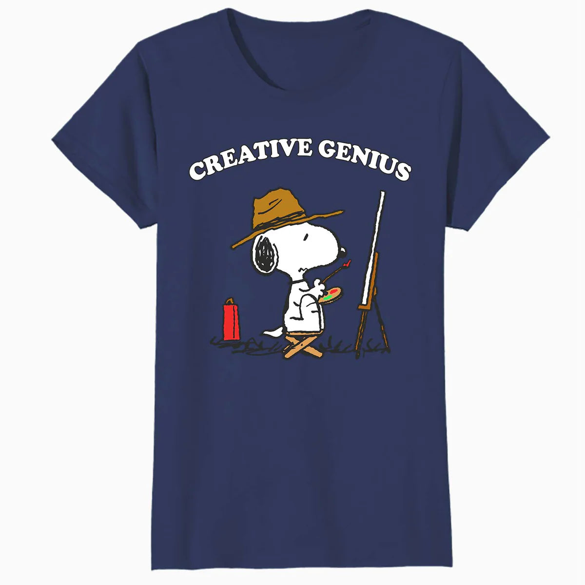Peanuts Snoopy Creative Genius Artist Fun Classic Retro 90s Official Women's SKINNY FIT T-Shirt