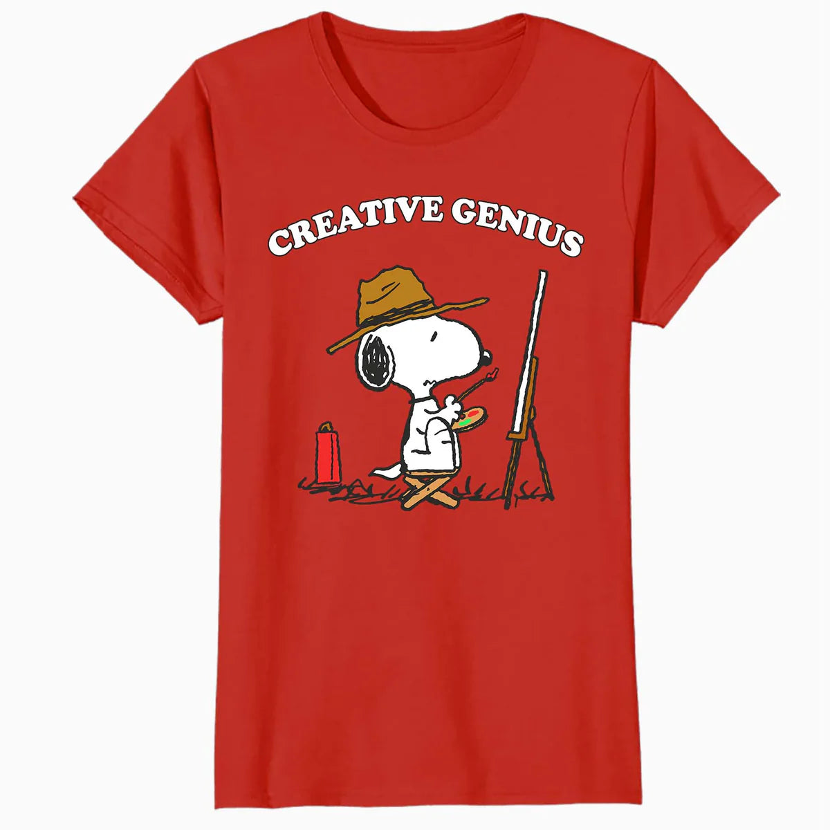Peanuts Snoopy Creative Genius Artist Fun Classic Retro 90s Official Women's SKINNY FIT T-Shirt