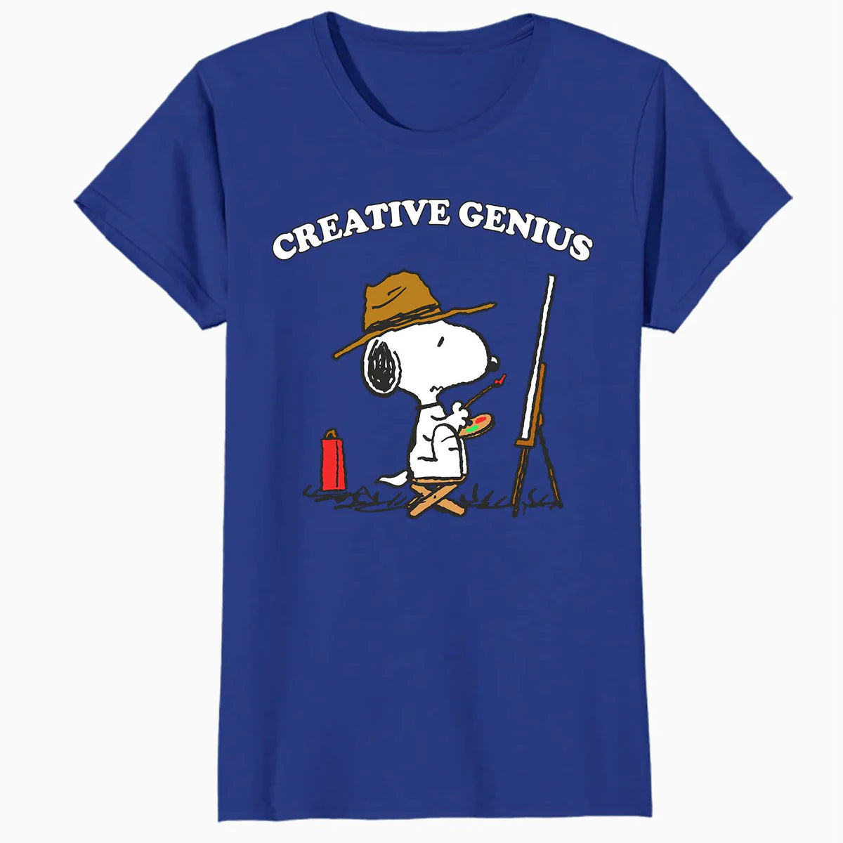 Peanuts Snoopy Creative Genius Artist Fun Classic Retro 90s Official Women's SKINNY FIT T-Shirt