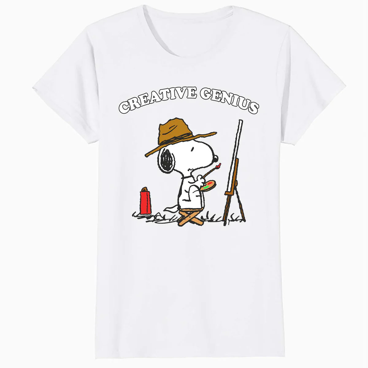 Peanuts Snoopy Creative Genius Artist Fun Classic Retro 90s Official Women's SKINNY FIT T-Shirt