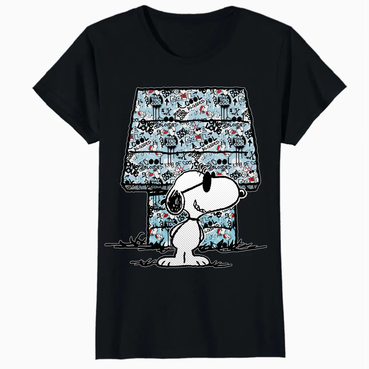 Peanuts Snoopy Joe Cool Graffiti Dog House Urban Street Art Official Women's SKINNY FIT T-Shirt