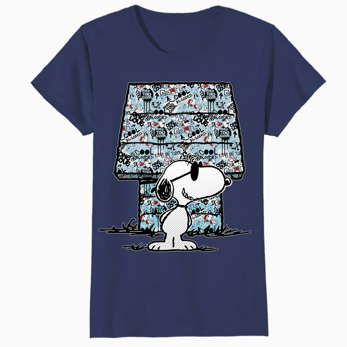 Peanuts Snoopy Joe Cool Graffiti Dog House Urban Street Art Official Women's SKINNY FIT T-Shirt