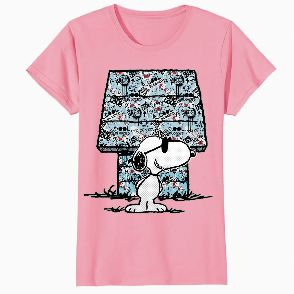 Peanuts Snoopy Joe Cool Graffiti Dog House Urban Street Art Official Women's SKINNY FIT T-Shirt
