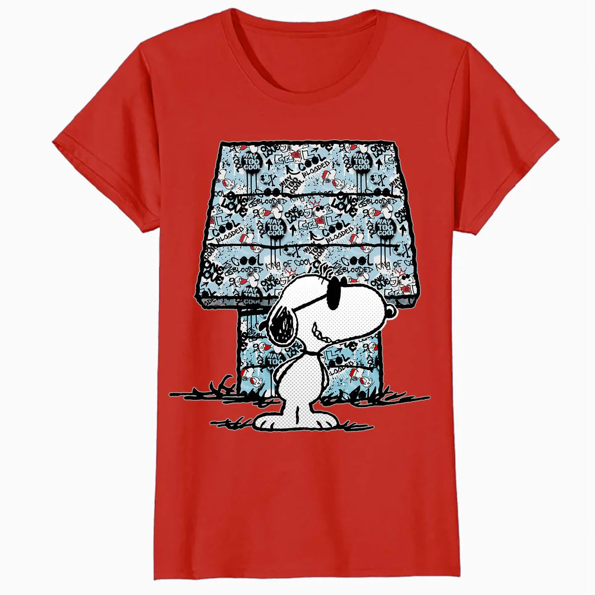 Peanuts Snoopy Joe Cool Graffiti Dog House Urban Street Art Official Women's SKINNY FIT T-Shirt