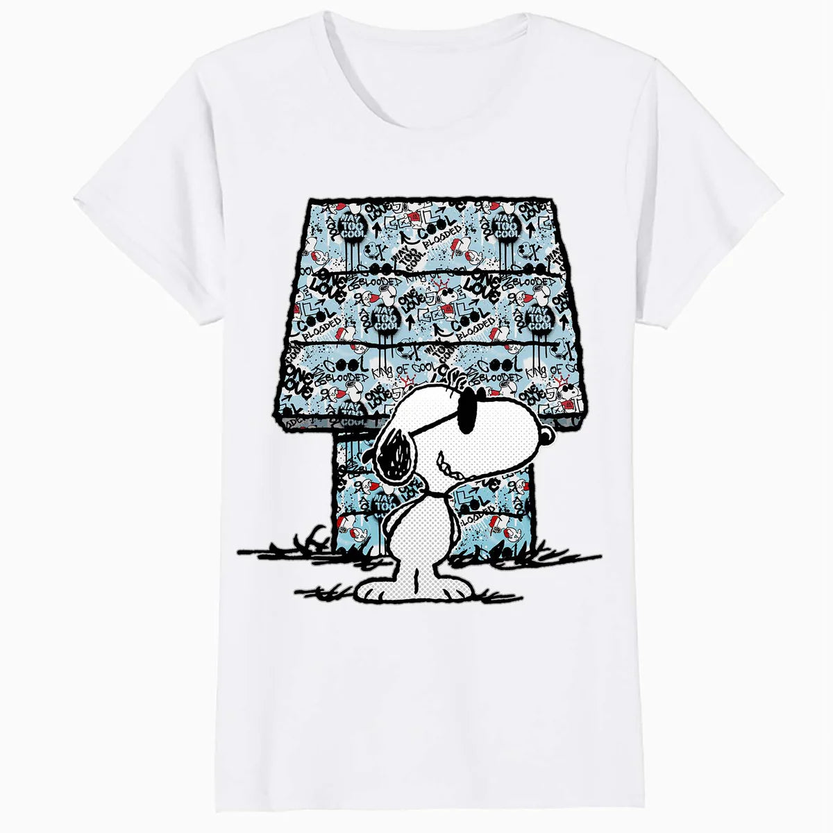 Peanuts Snoopy Joe Cool Graffiti Dog House Urban Street Art Official Women's SKINNY FIT T-Shirt