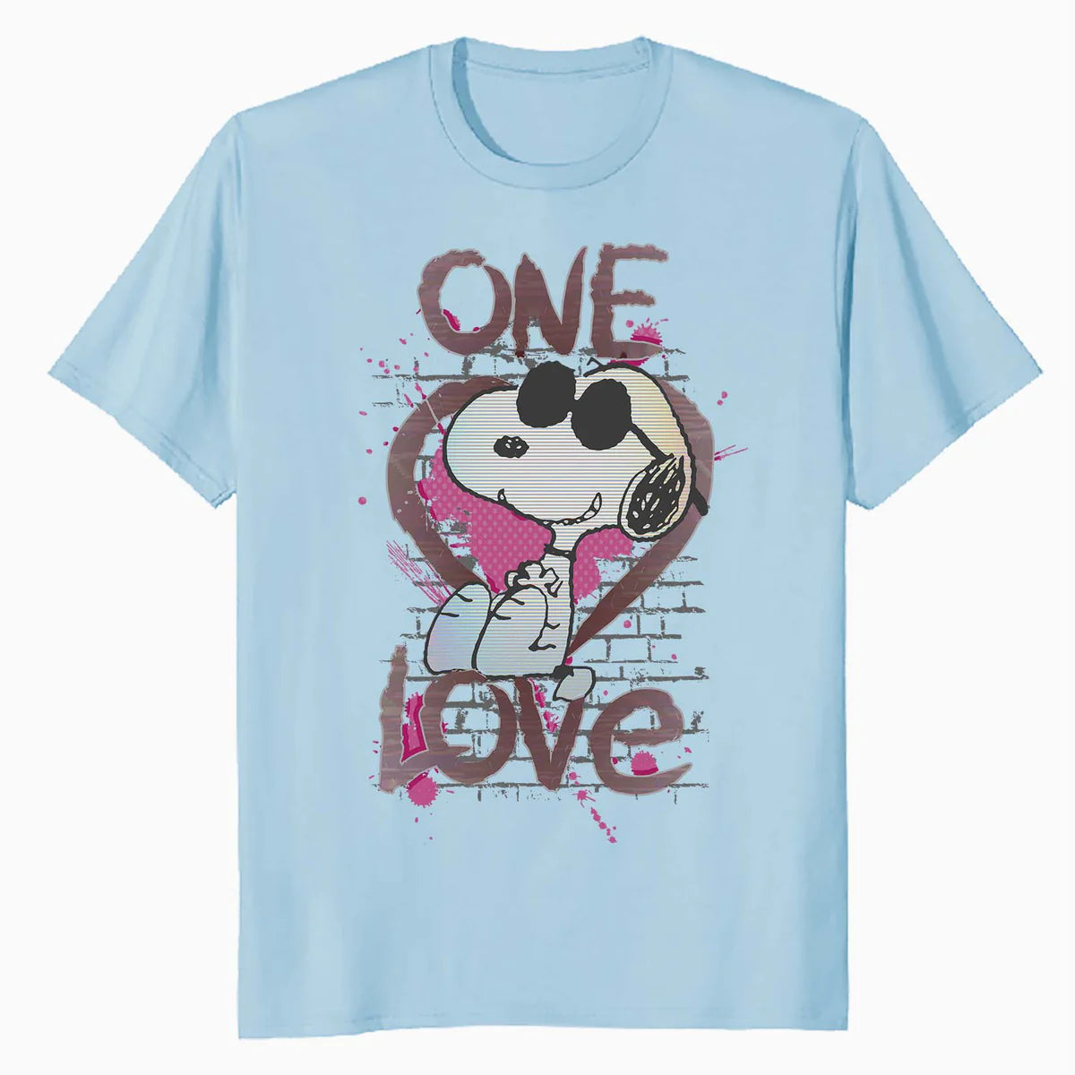 Peanuts Snoopy Joe Cool One Love Glitch Vintage Valentines Official Men's T-Shirt