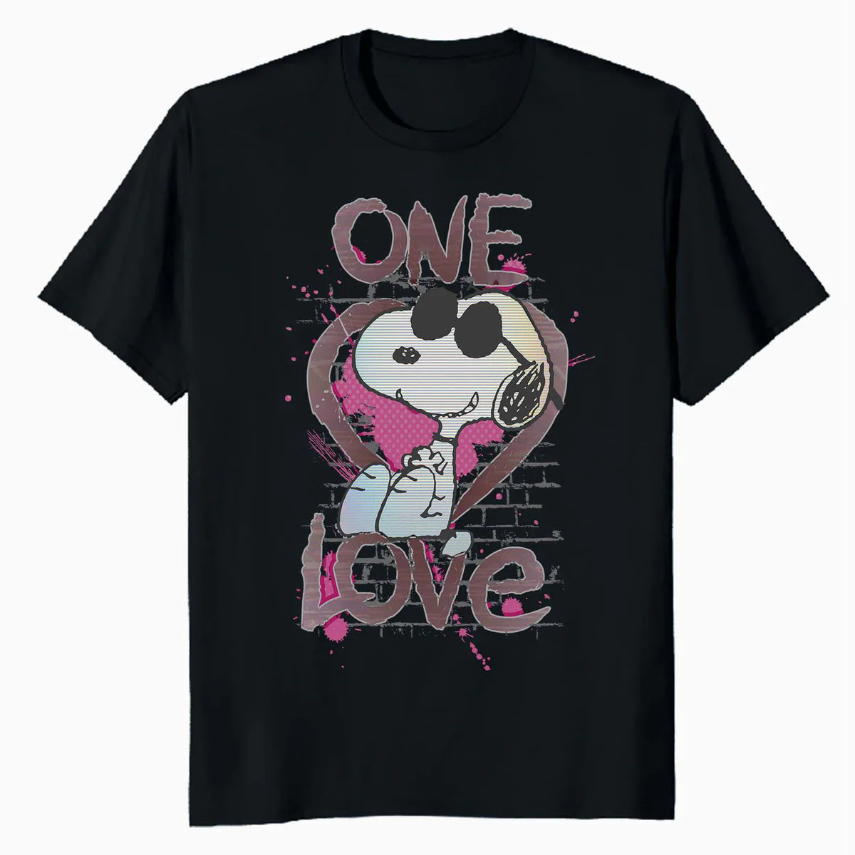 Peanuts Snoopy Joe Cool One Love Glitch Vintage Valentines Official Men's T-Shirt