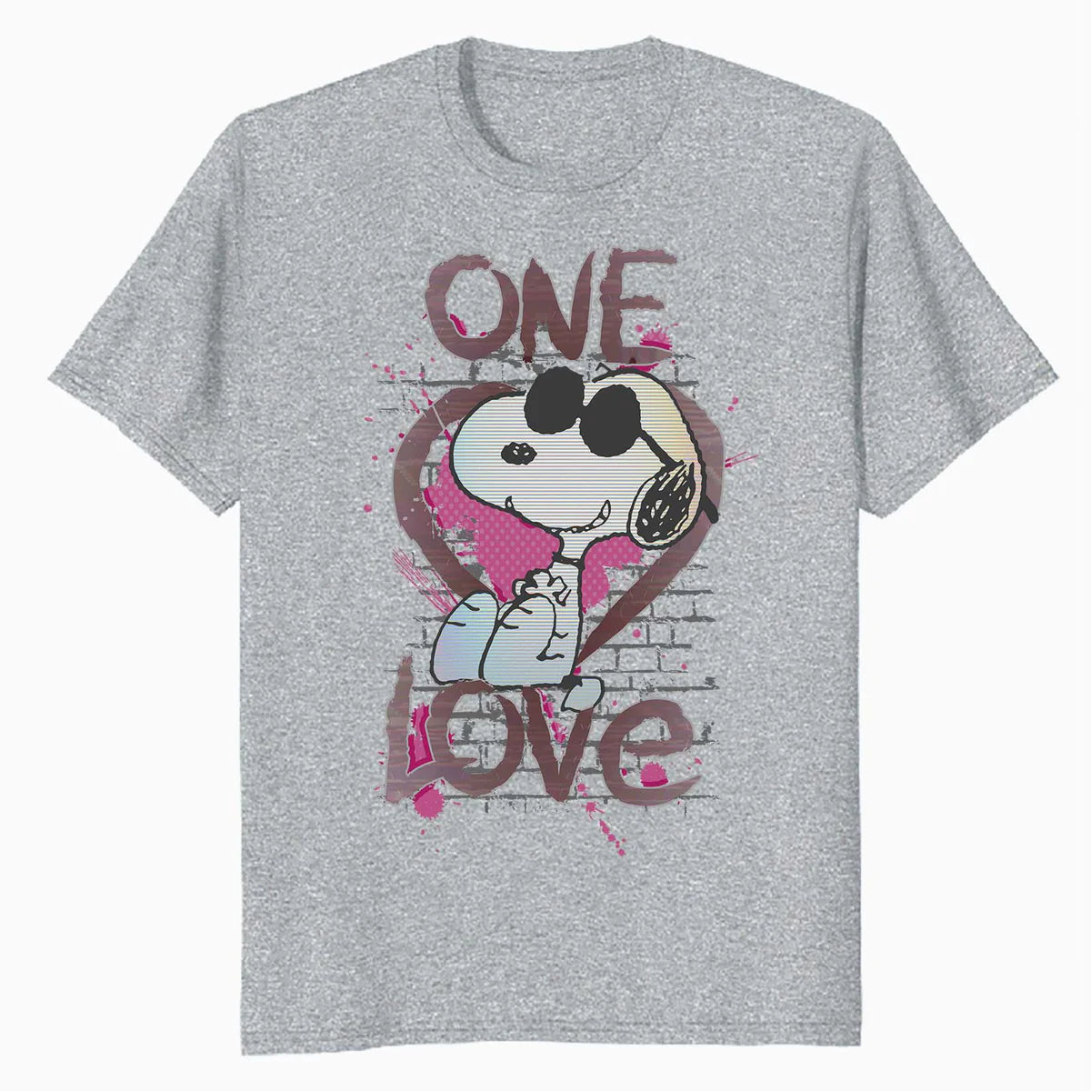 Peanuts Snoopy Joe Cool One Love Glitch Vintage Valentines Official Men's T-Shirt