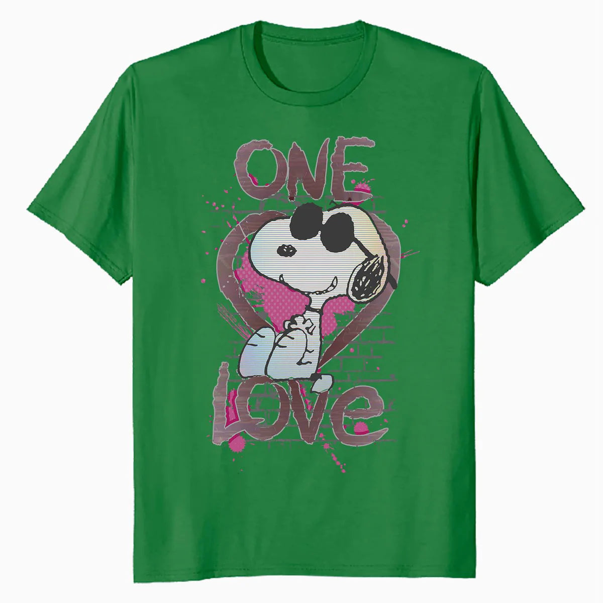 Peanuts Snoopy Joe Cool One Love Glitch Vintage Valentines Official Men's T-Shirt