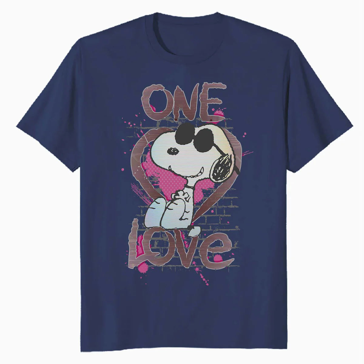 Peanuts Snoopy Joe Cool One Love Glitch Vintage Valentines Official Men's T-Shirt