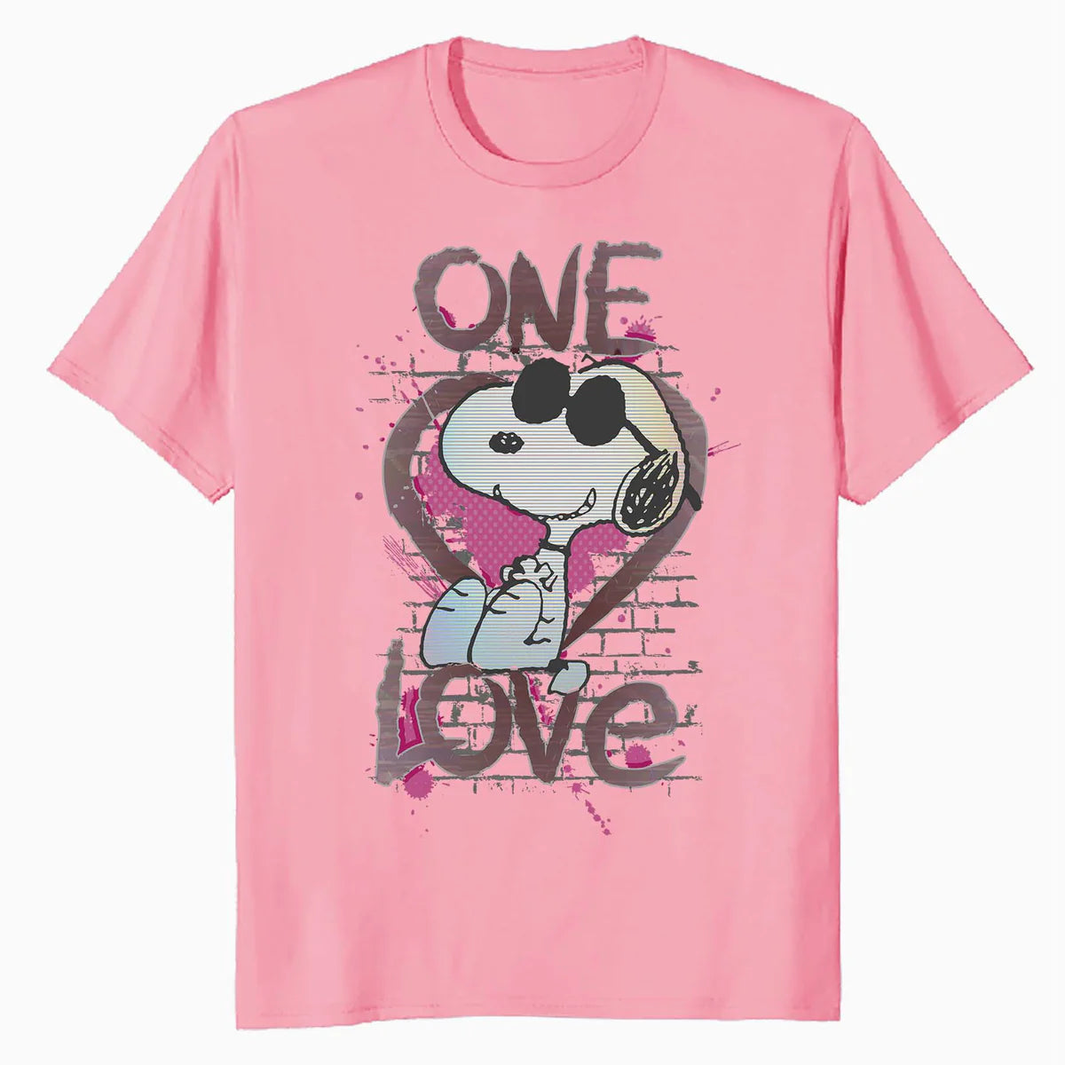 Peanuts Snoopy Joe Cool One Love Glitch Vintage Valentines Official Men's T-Shirt