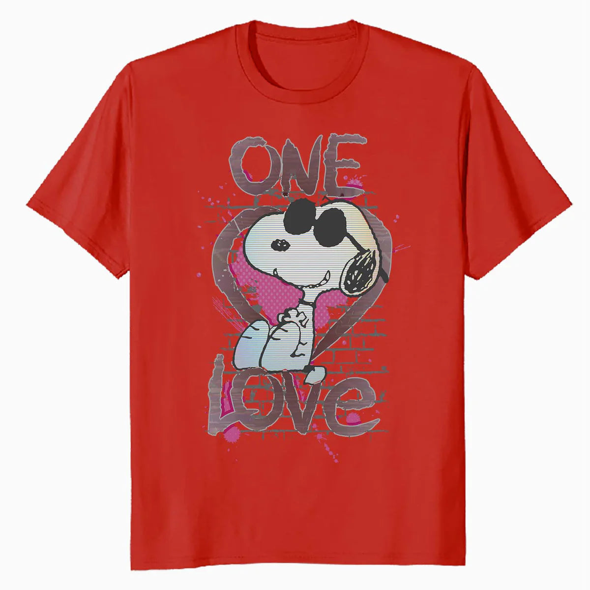 Peanuts Snoopy Joe Cool One Love Glitch Vintage Valentines Official Men's T-Shirt