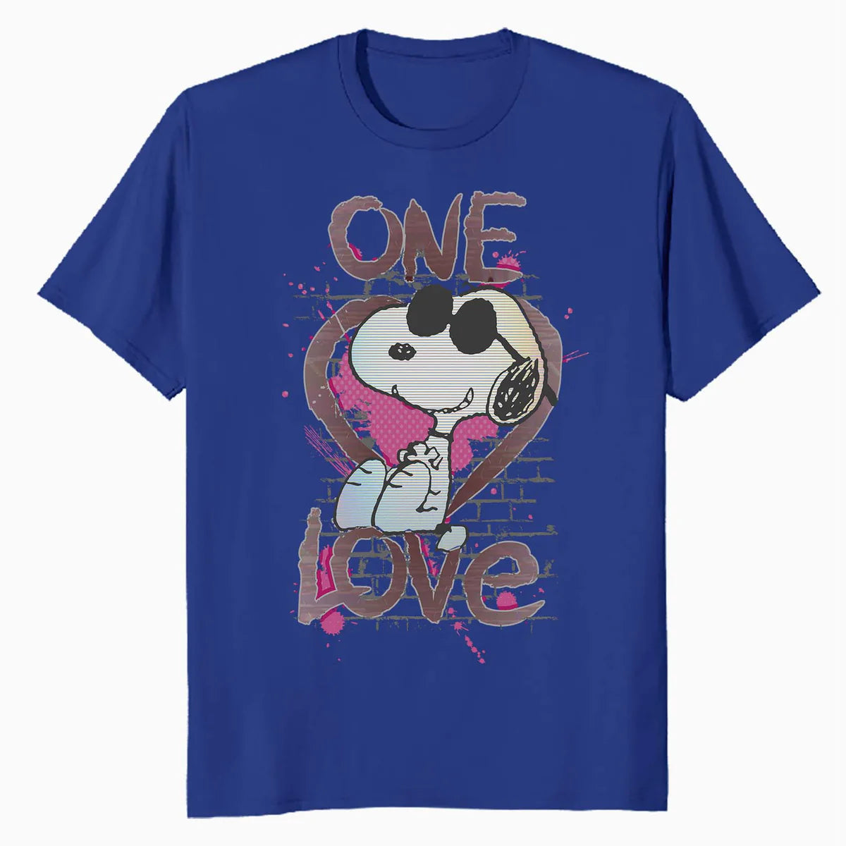 Peanuts Snoopy Joe Cool One Love Glitch Vintage Valentines Official Men's T-Shirt