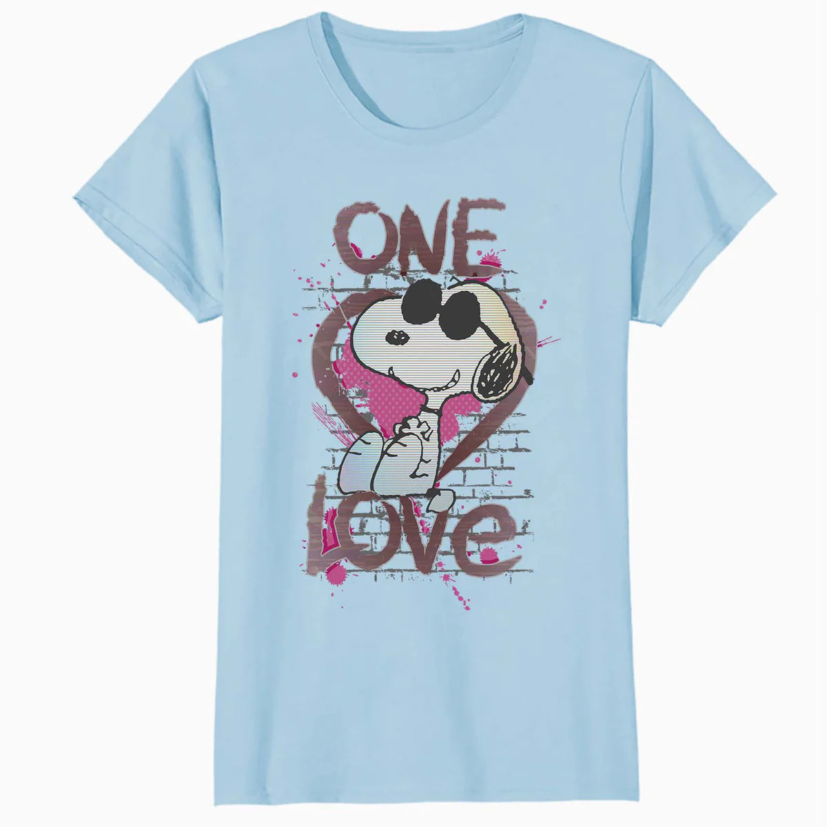 Peanuts Snoopy Joe Cool One Love Glitch Vintage Valentines Official Women's SKINNY FIT T-Shirt