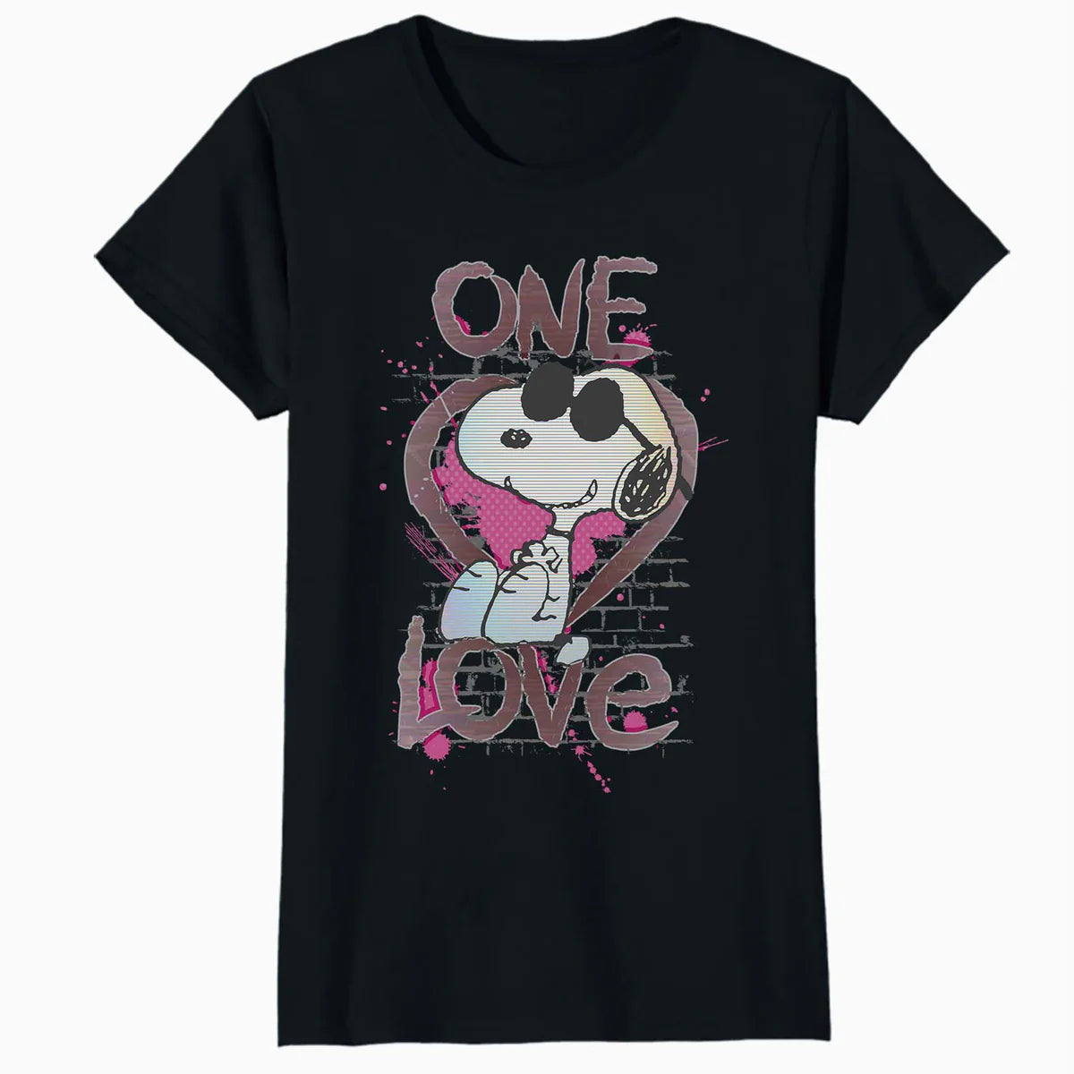 Peanuts Snoopy Joe Cool One Love Glitch Vintage Valentines Official Women's SKINNY FIT T-Shirt