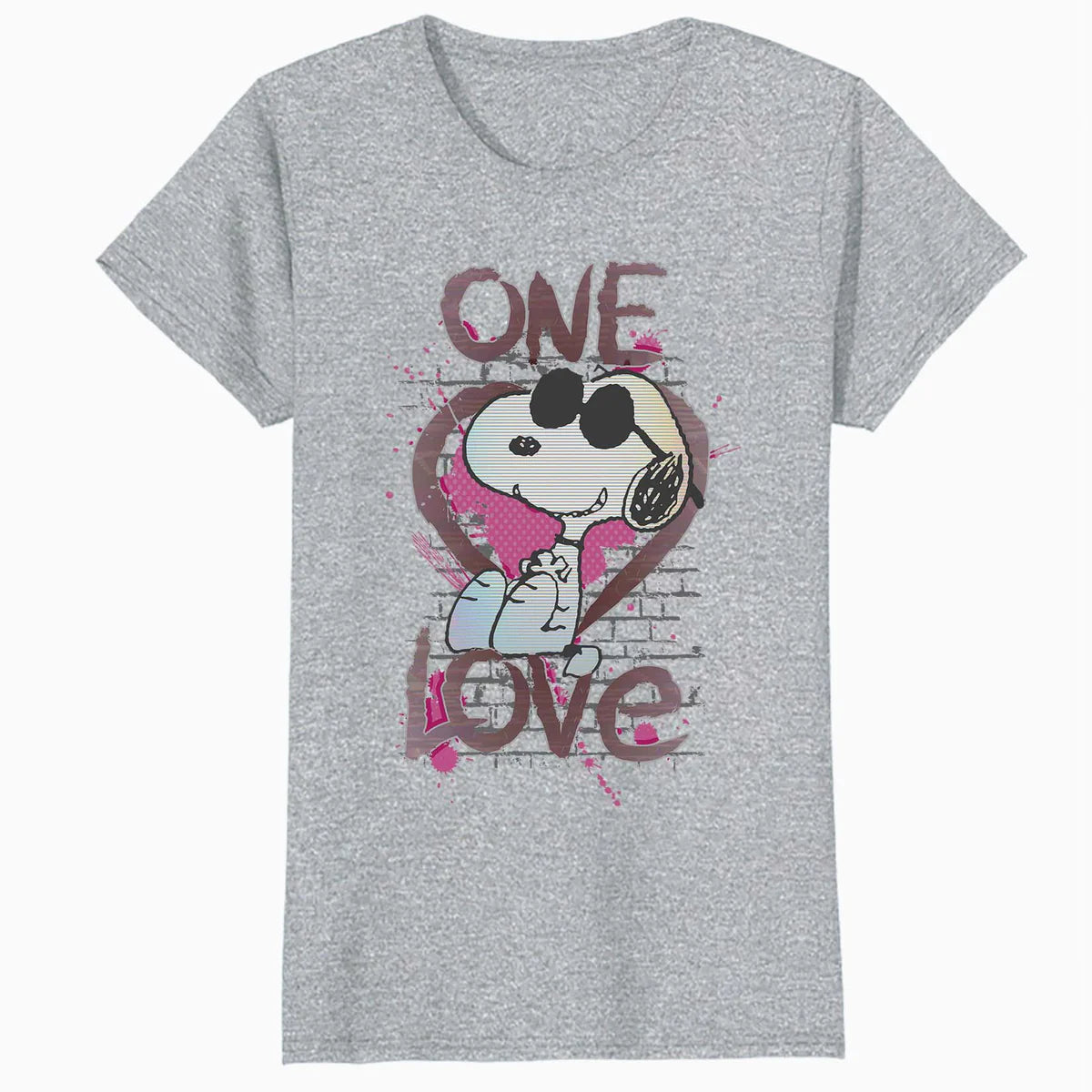 Peanuts Snoopy Joe Cool One Love Glitch Vintage Valentines Official Women's SKINNY FIT T-Shirt