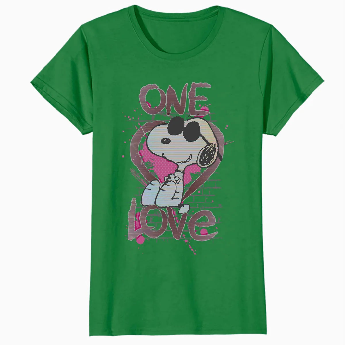 Peanuts Snoopy Joe Cool One Love Glitch Vintage Valentines Official Women's SKINNY FIT T-Shirt