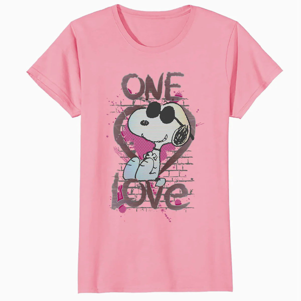 Peanuts Snoopy Joe Cool One Love Glitch Vintage Valentines Official Women's SKINNY FIT T-Shirt