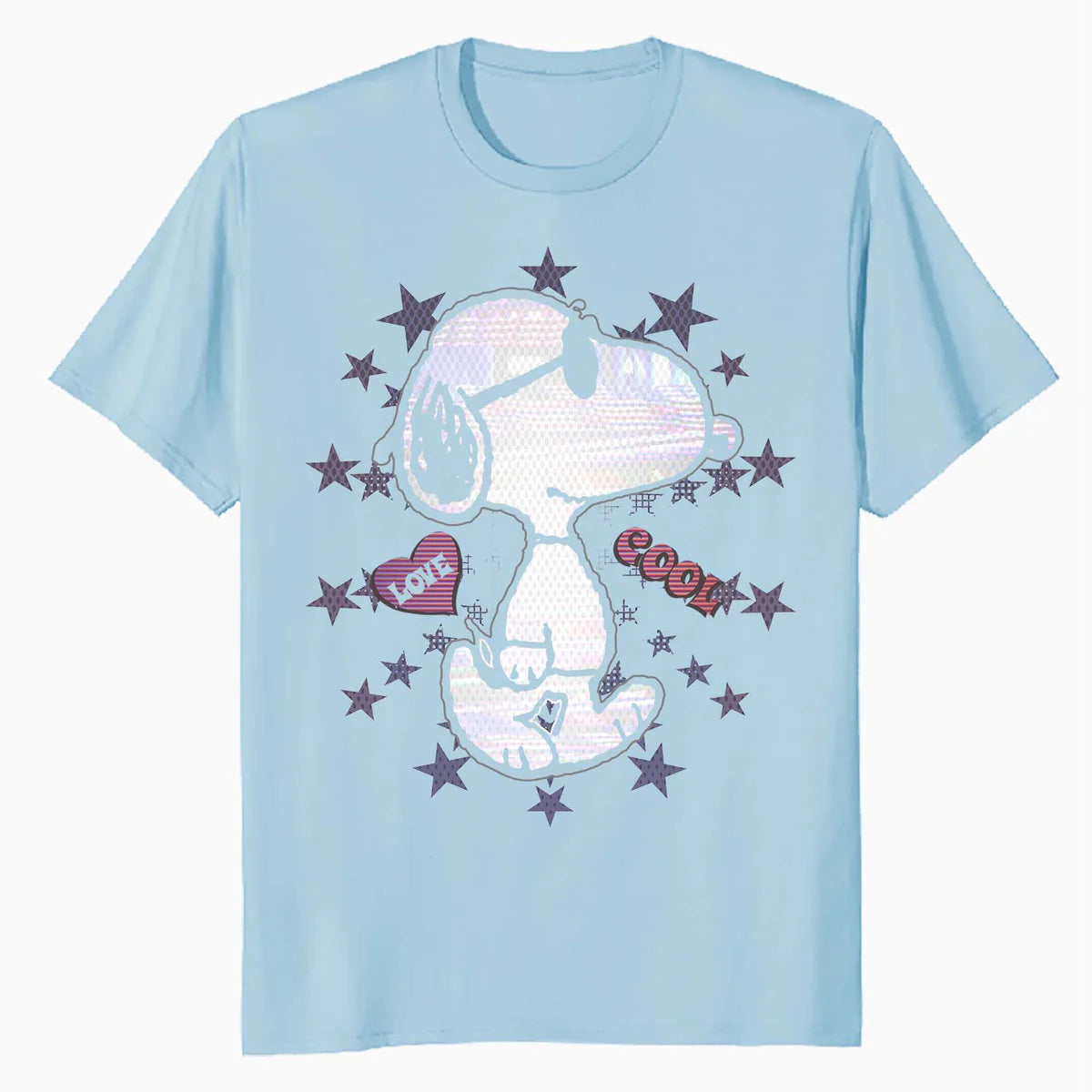 Peanuts Snoopy Joe Cool Starburst Glitch Love 90s Valentine Official Men's T-Shirt