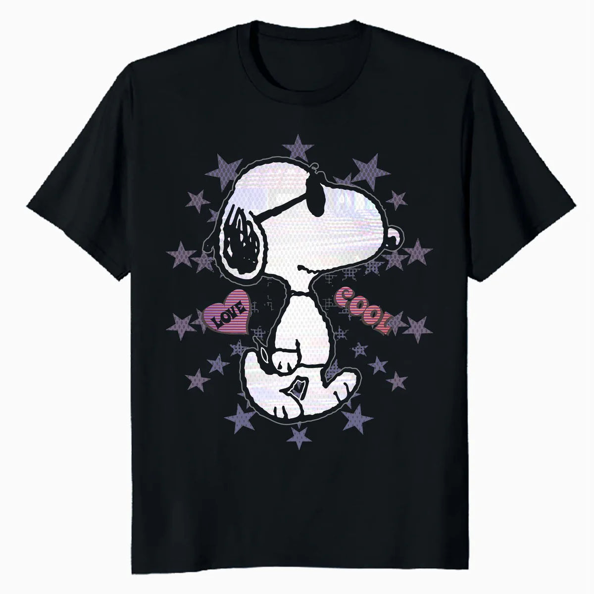 Peanuts Snoopy Joe Cool Starburst Glitch Love 90s Valentine Official Men's T-Shirt