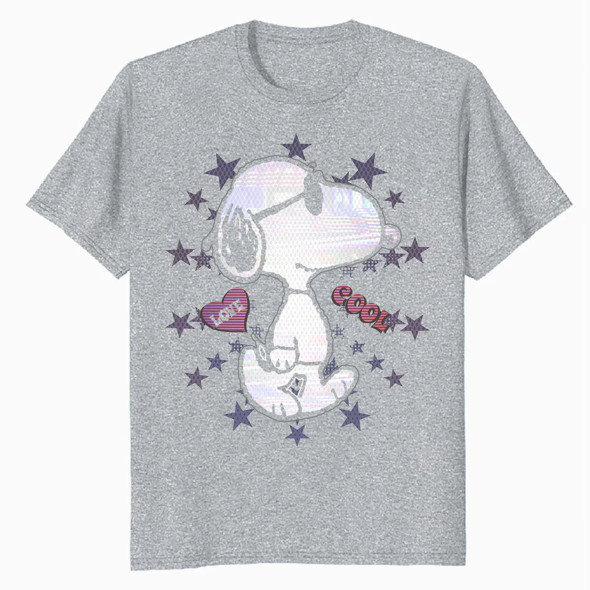Peanuts Snoopy Joe Cool Starburst Glitch Love 90s Valentine Official Men's T-Shirt