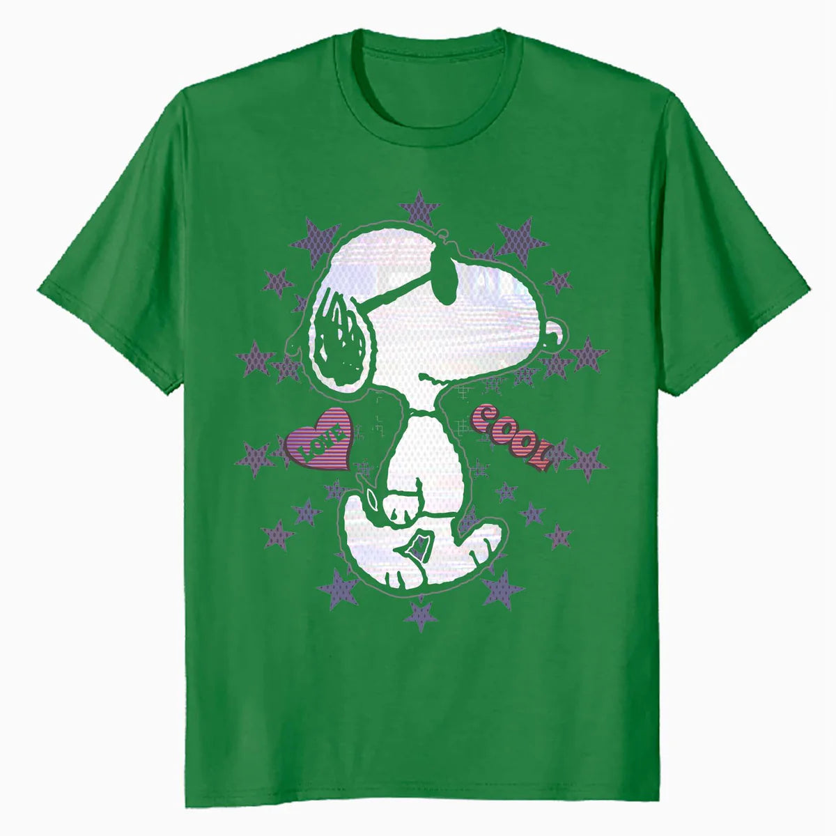 Peanuts Snoopy Joe Cool Starburst Glitch Love 90s Valentine Official Men's T-Shirt