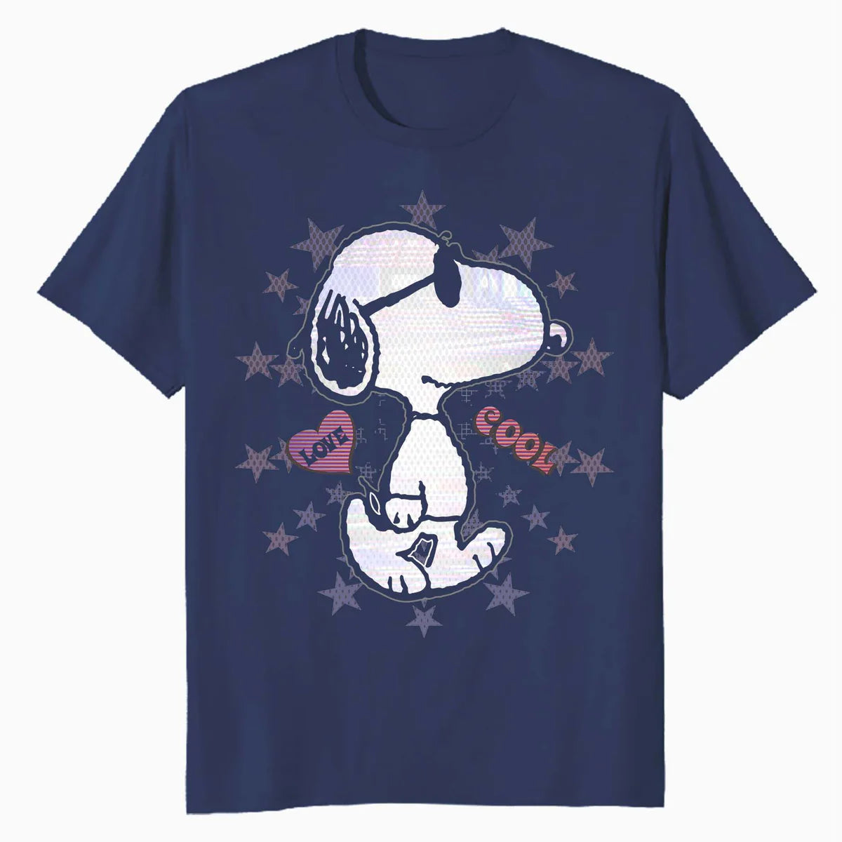 Peanuts Snoopy Joe Cool Starburst Glitch Love 90s Valentine Official Men's T-Shirt