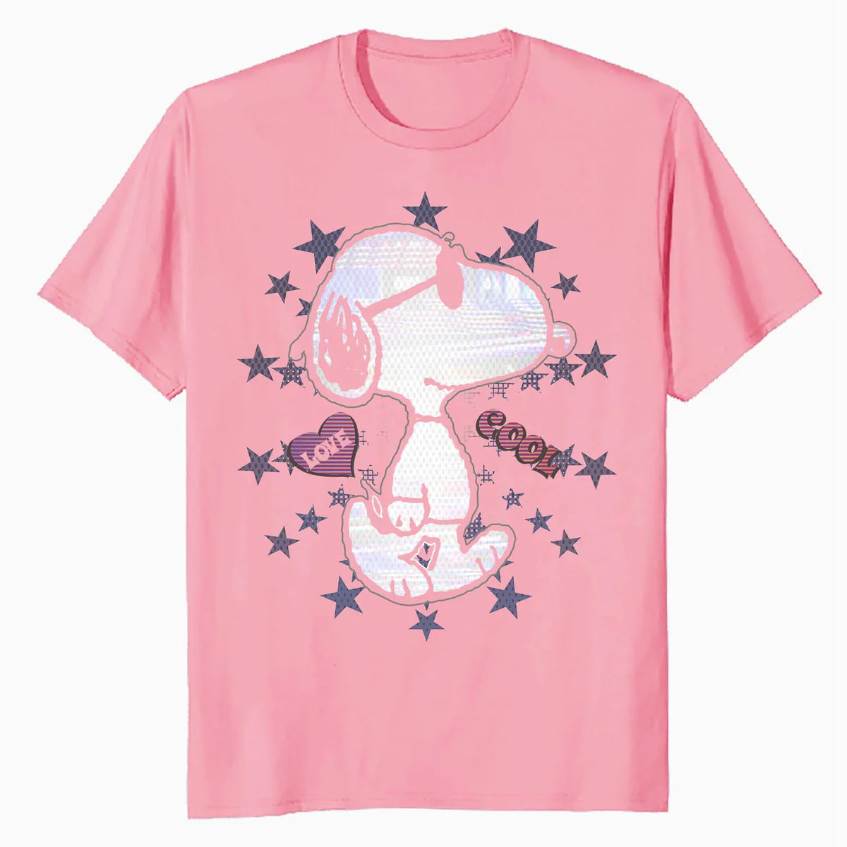 Peanuts Snoopy Joe Cool Starburst Glitch Love 90s Valentine Official Men's T-Shirt