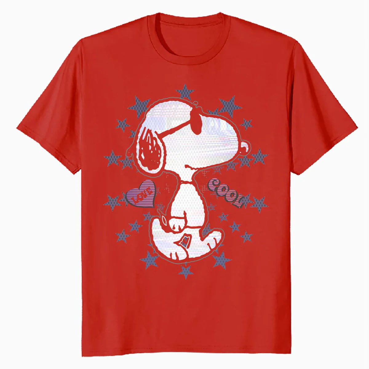 Peanuts Snoopy Joe Cool Starburst Glitch Love 90s Valentine Official Men's T-Shirt