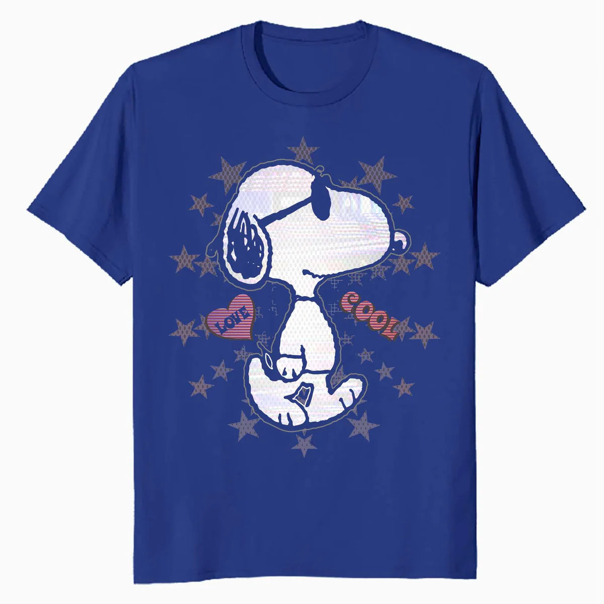 Peanuts Snoopy Joe Cool Starburst Glitch Love 90s Valentine Official Men's T-Shirt