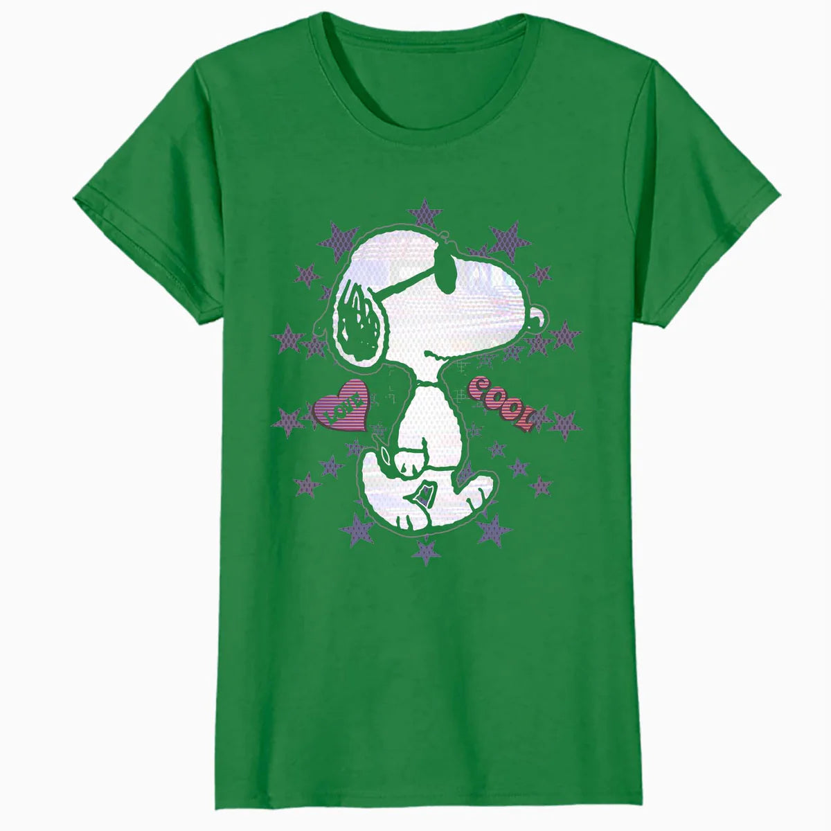 Peanuts Snoopy Joe Cool Starburst Glitch Love 90s Valentine Official Women's SKINNY FIT T-Shirt
