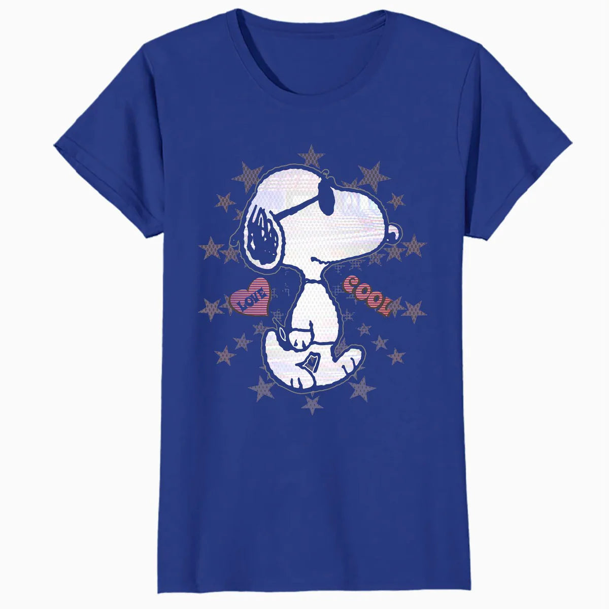 Peanuts Snoopy Joe Cool Starburst Glitch Love 90s Valentine Official Women's SKINNY FIT T-Shirt