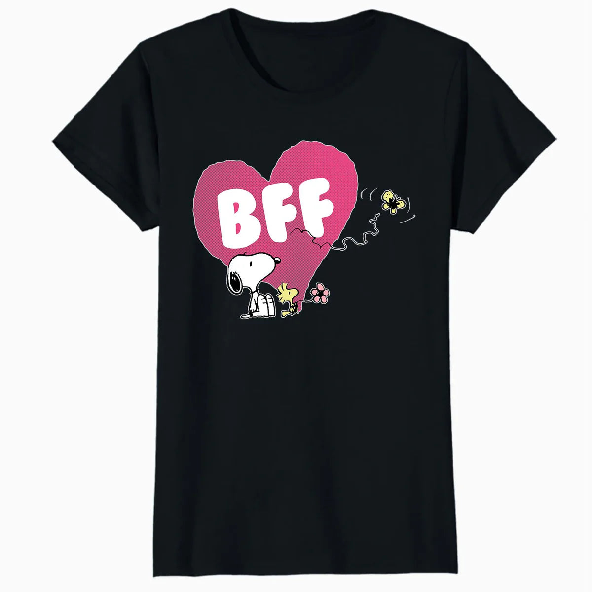 Peanuts Snoopy Woodstock BFF Pink Heart Vintage Classic Official Women's SKINNY FIT T-Shirt