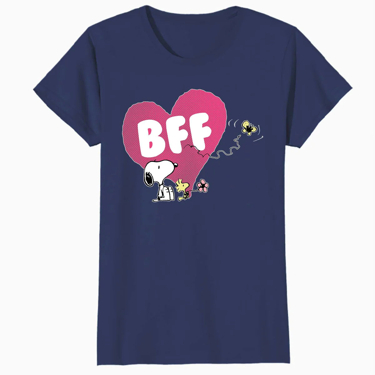 Peanuts Snoopy Woodstock BFF Pink Heart Vintage Classic Official Women's SKINNY FIT T-Shirt