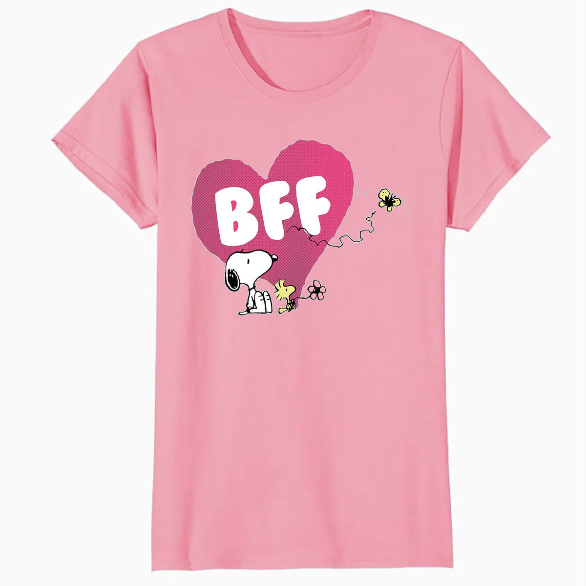 Peanuts Snoopy Woodstock BFF Pink Heart Vintage Classic Official Women's SKINNY FIT T-Shirt