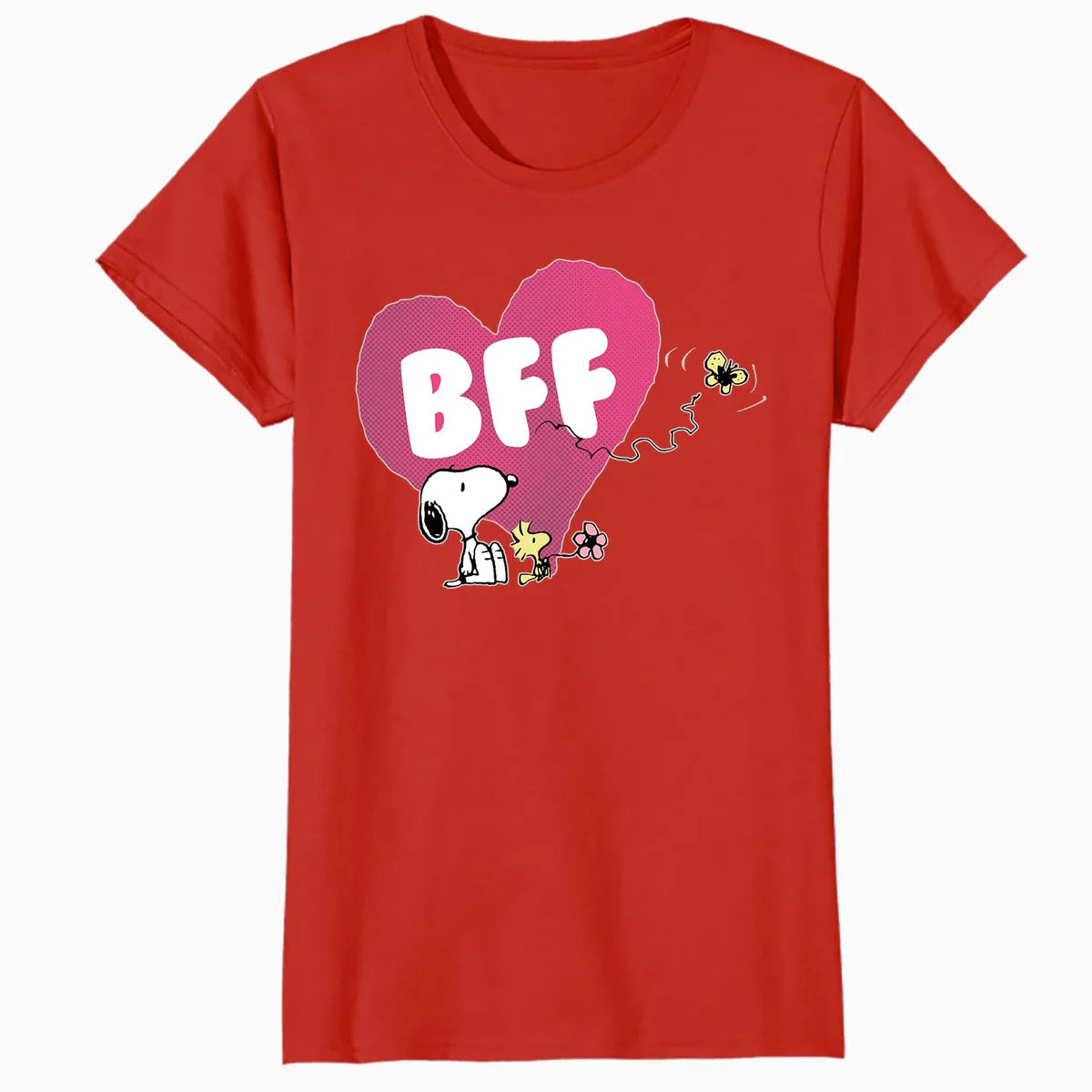 Peanuts Snoopy Woodstock BFF Pink Heart Vintage Classic Official Women's SKINNY FIT T-Shirt