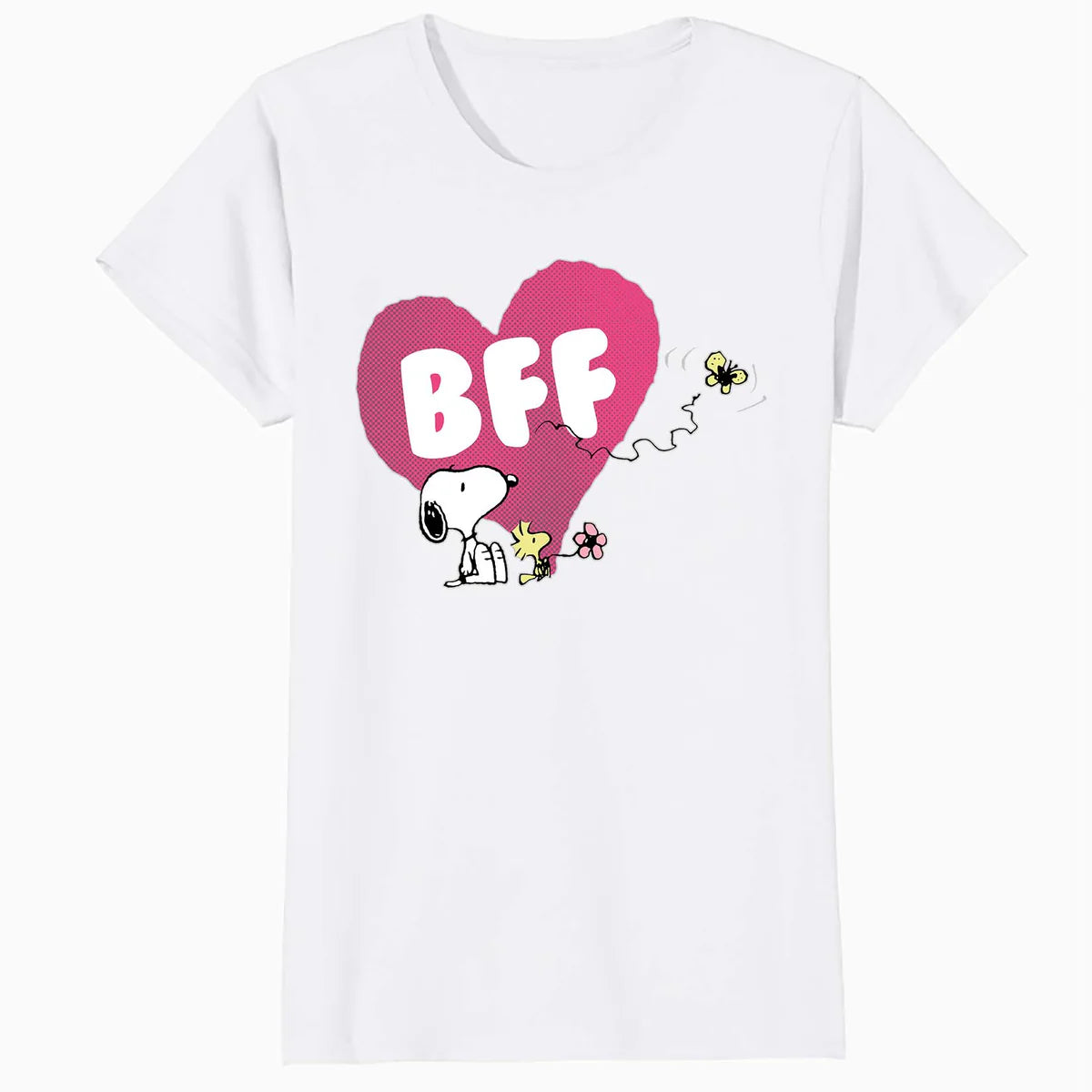 Peanuts Snoopy Woodstock BFF Pink Heart Vintage Classic Official Women's SKINNY FIT T-Shirt