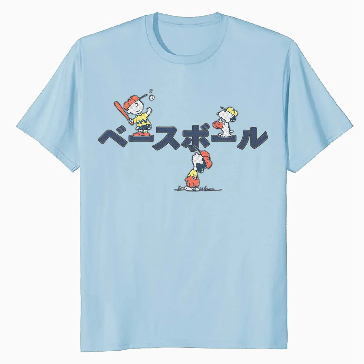 Peanuts Tokyo Snoopy Charlie Brown Lucy Retro Kanji Baseball Official Men's T-Shirt