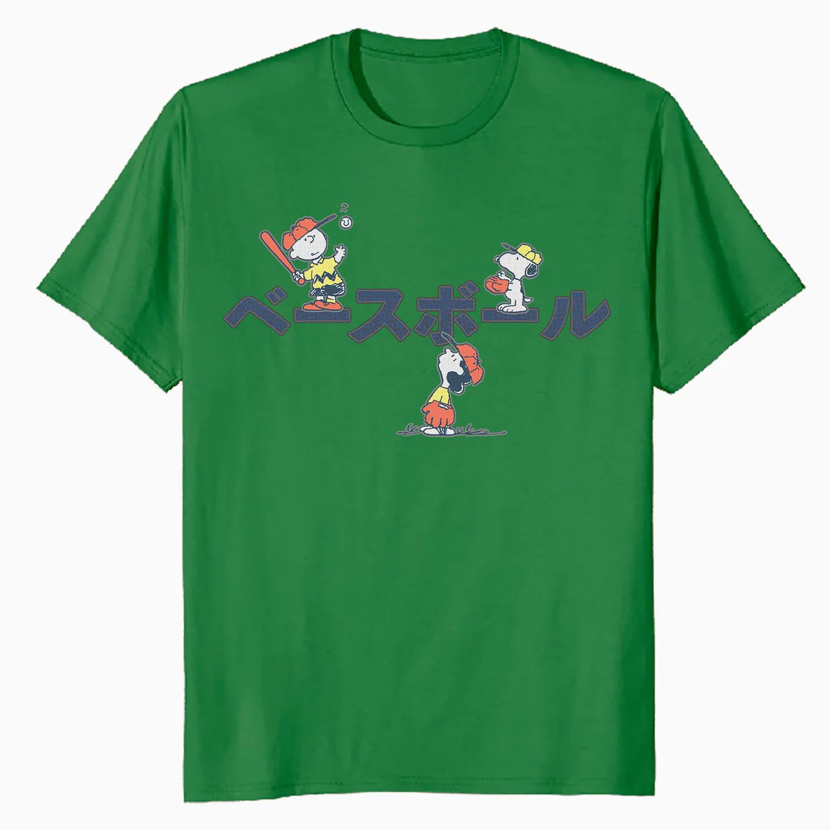 Peanuts Tokyo Snoopy Charlie Brown Lucy Retro Kanji Baseball Official Men's T-Shirt
