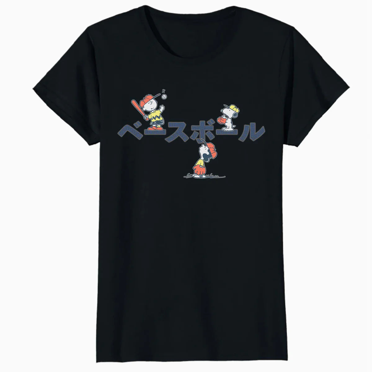 Peanuts Tokyo Snoopy Charlie Brown Lucy Retro Kanji Baseball Official Women's SKINNY FIT T-Shirt