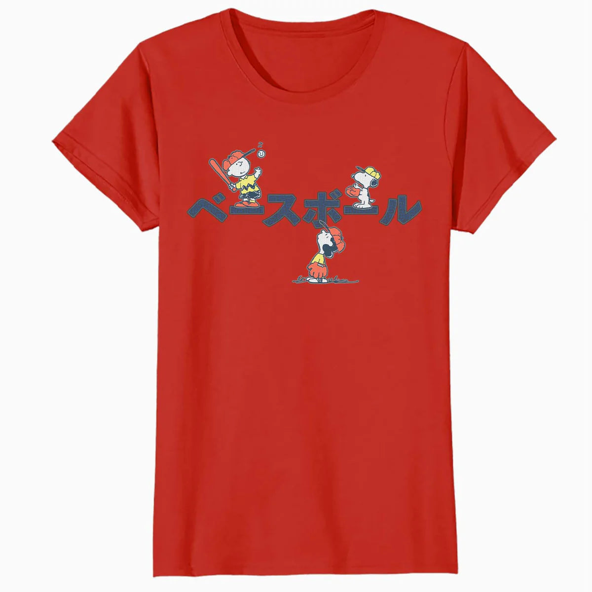 Peanuts Tokyo Snoopy Charlie Brown Lucy Retro Kanji Baseball Official Women's SKINNY FIT T-Shirt