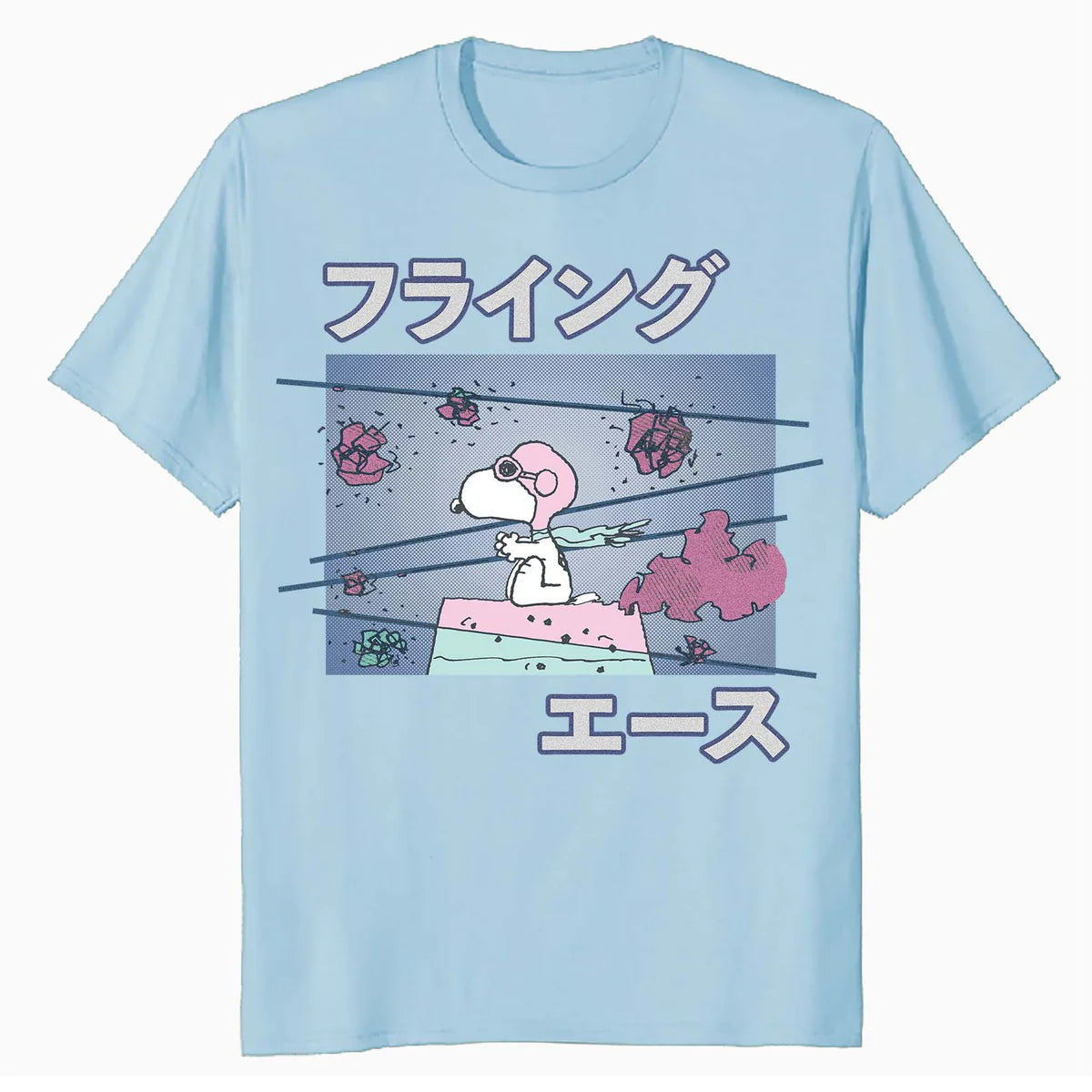 Peanuts Tokyo Snoopy Flying Ace Cute Fun Vintage 90s Manga Official Men's T-Shirt