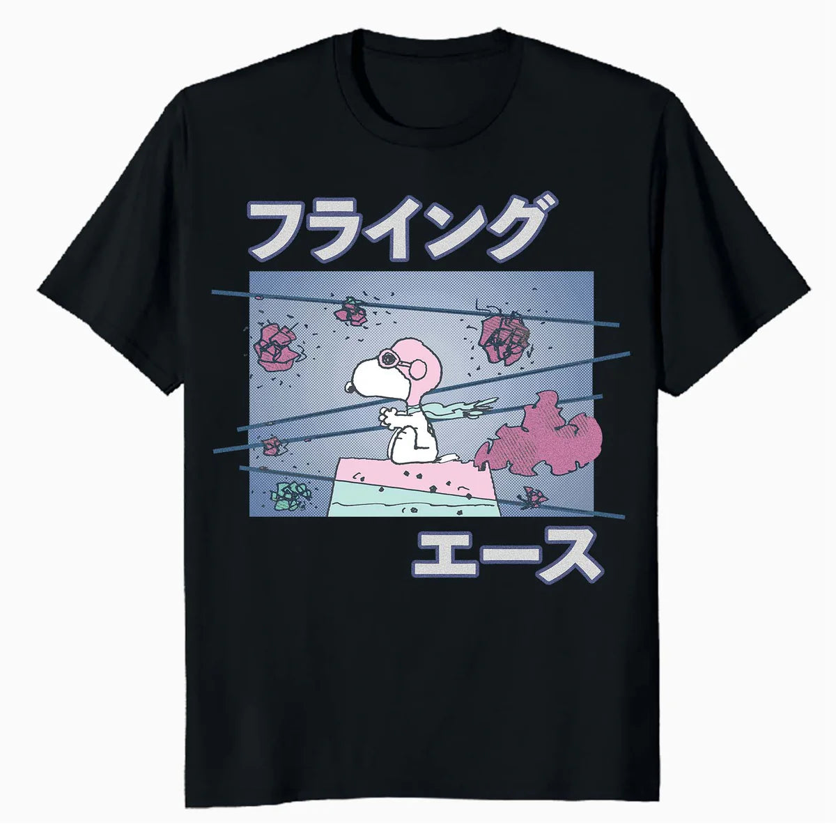 Peanuts Tokyo Snoopy Flying Ace Cute Fun Vintage 90s Manga Official Men's T-Shirt