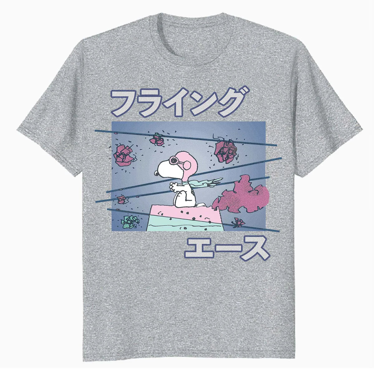 Peanuts Tokyo Snoopy Flying Ace Cute Fun Vintage 90s Manga Official Men's T-Shirt